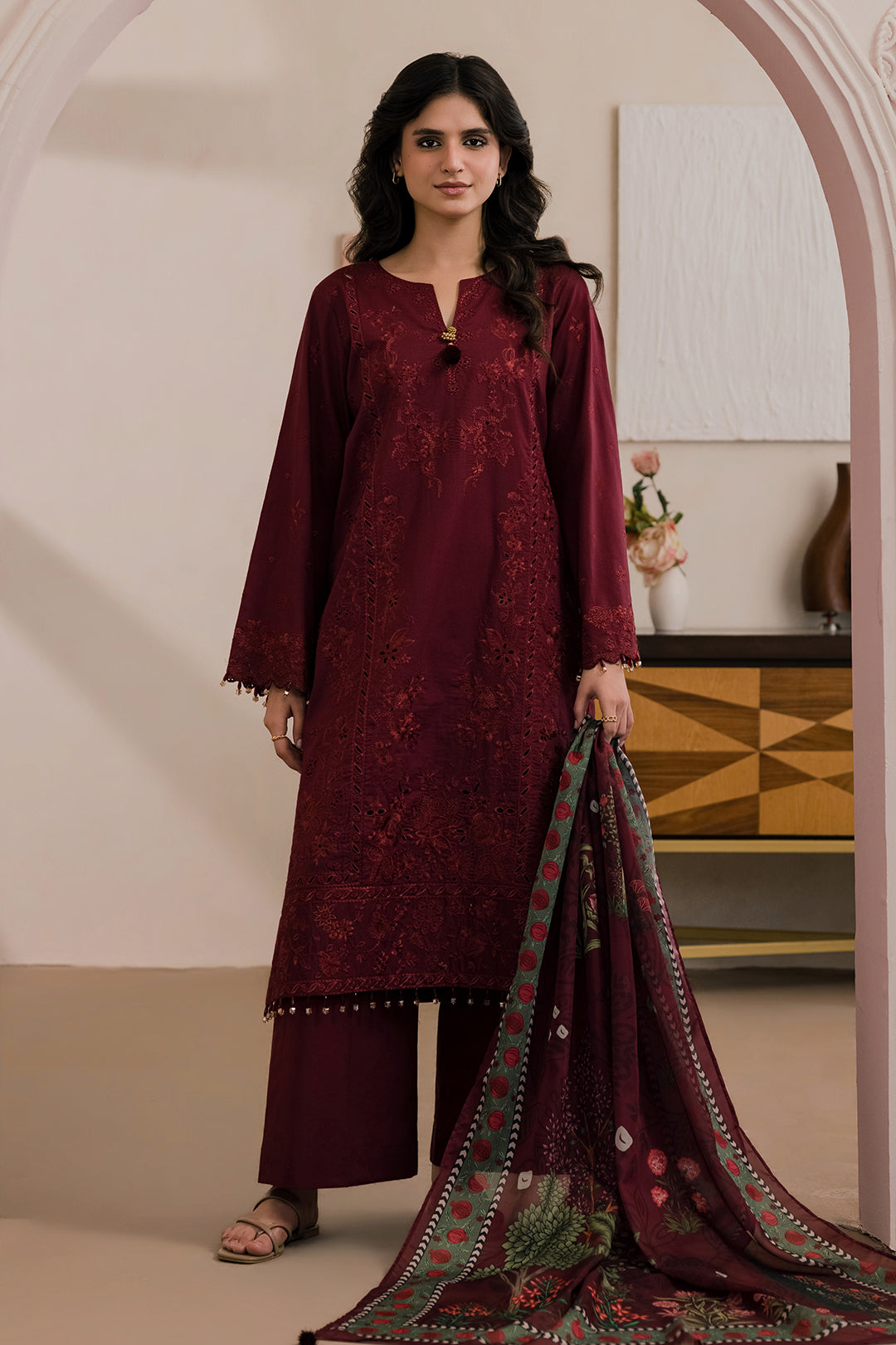 Embroidered Shirt Shalwar Dupatta - 0728