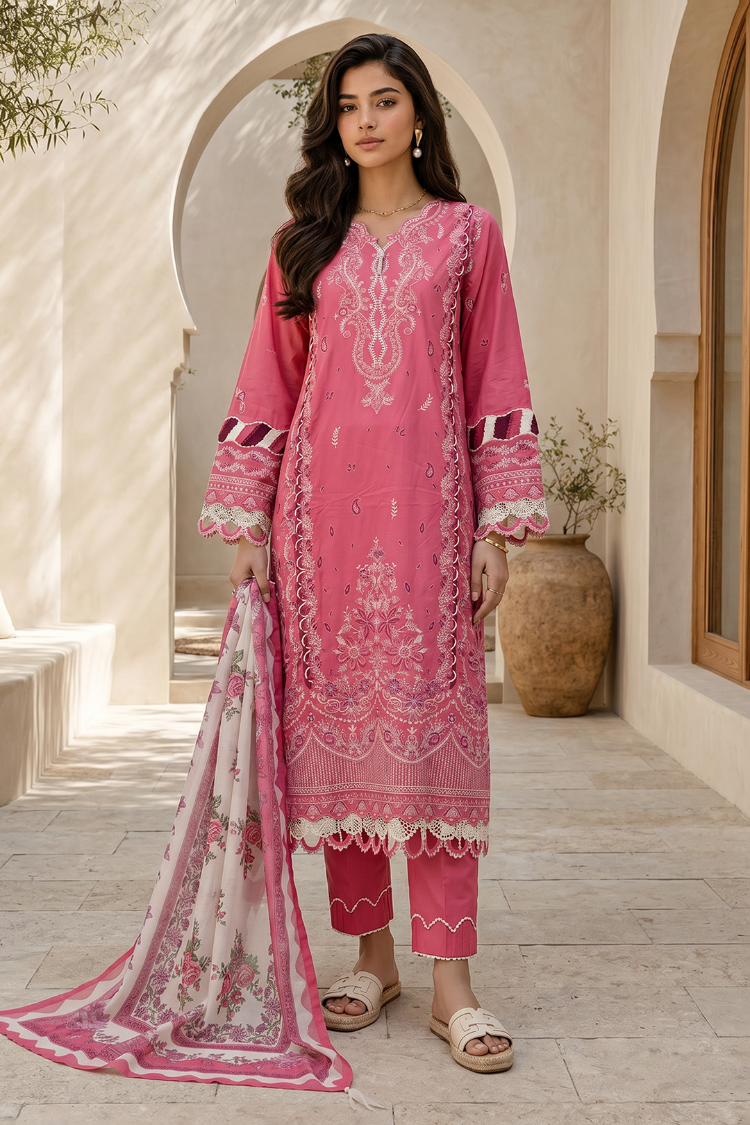 Embroidered Shirt Shalwar Dupatta - 0729