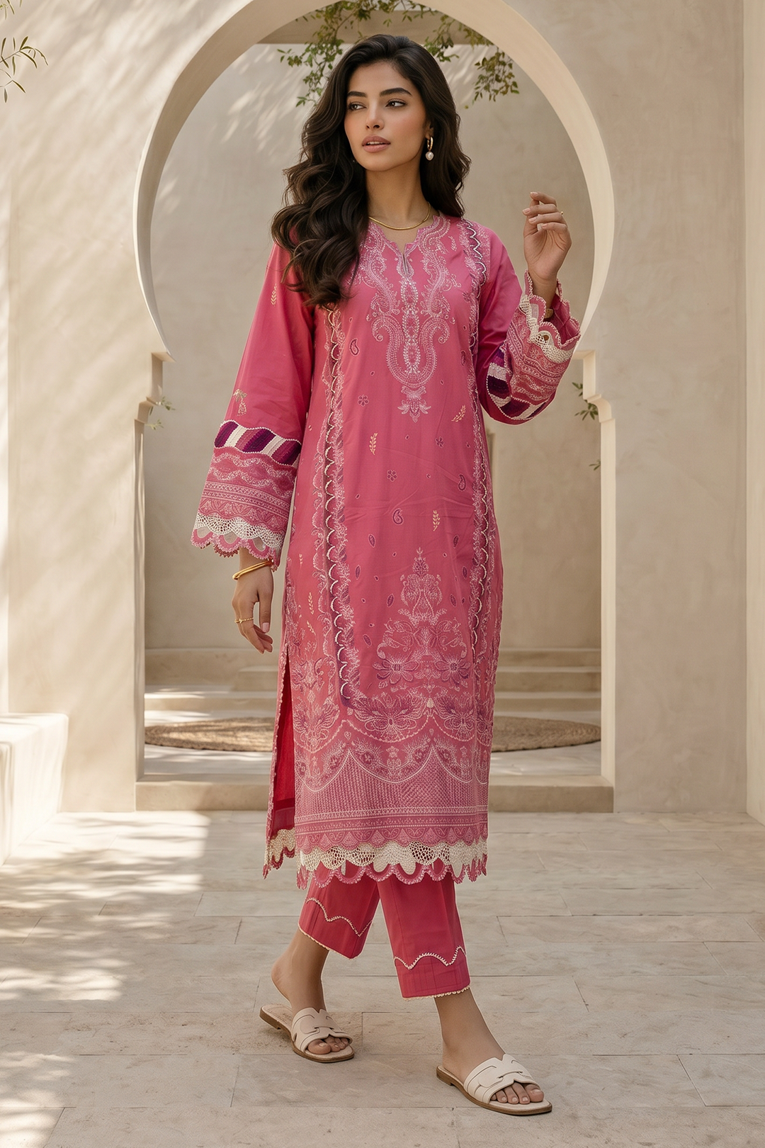 Embroidered Shirt Shalwar Dupatta - 0729