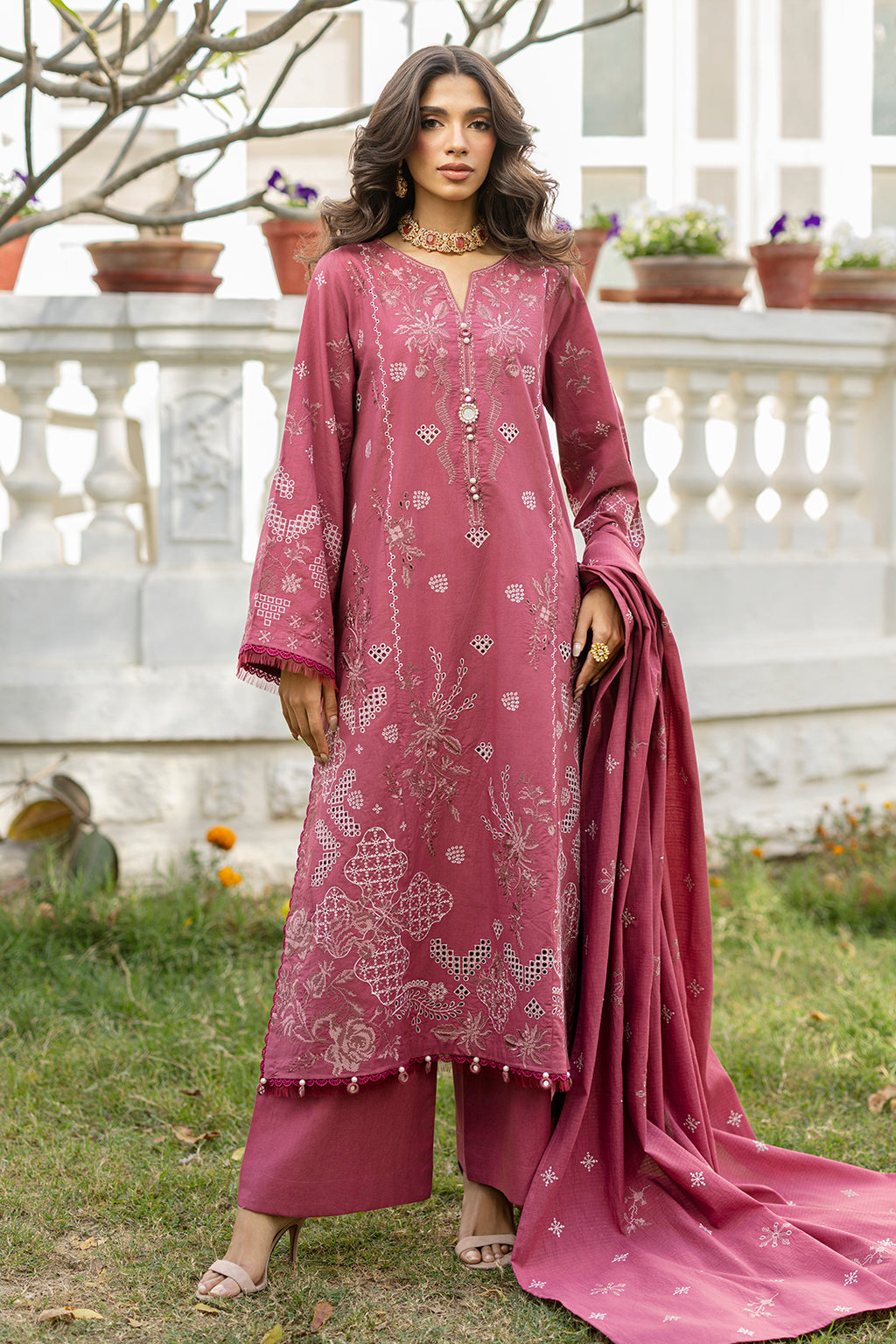 Embroidered Shirt Shalwar Dupatta - 0730