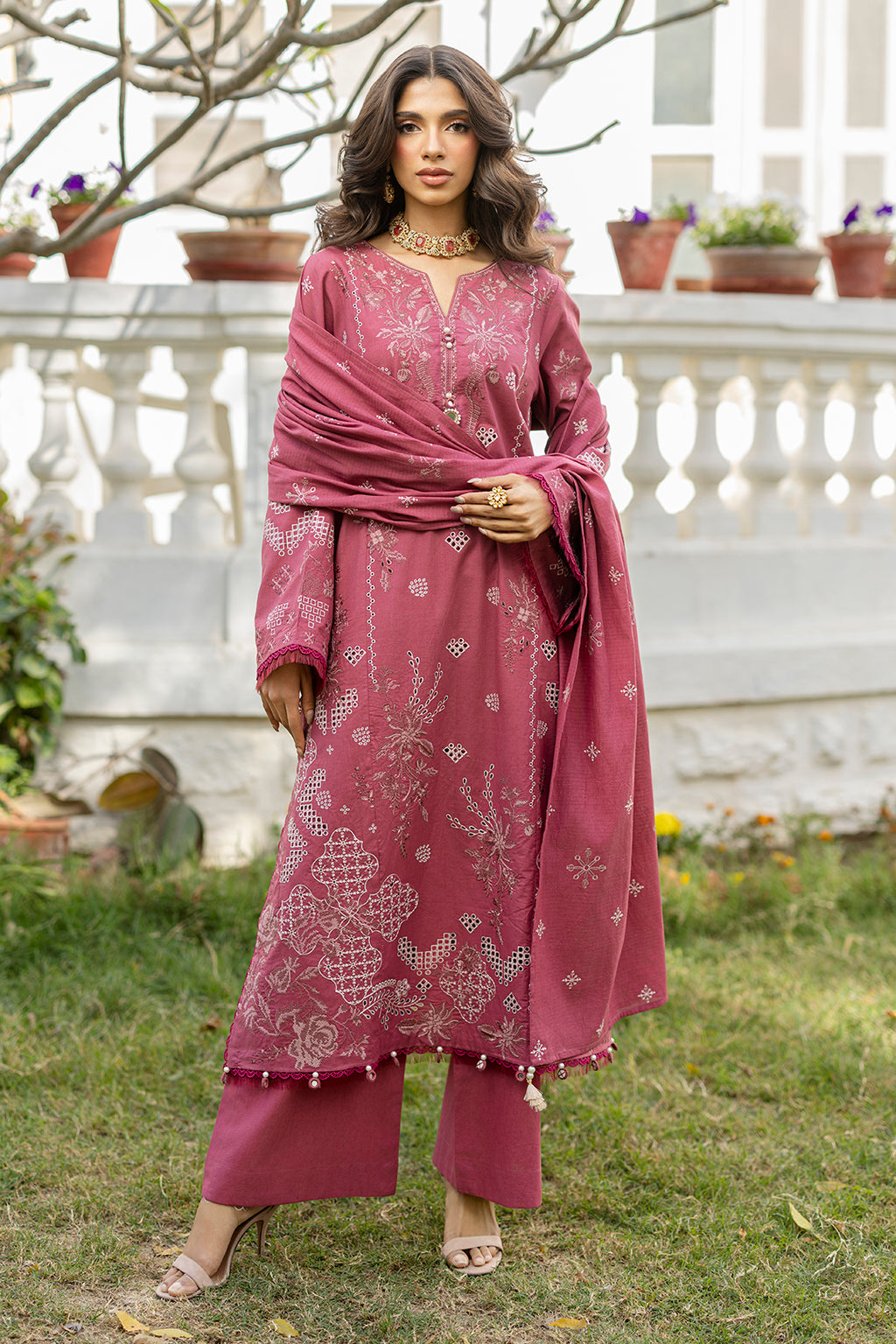 Embroidered Shirt Shalwar Dupatta - 0730