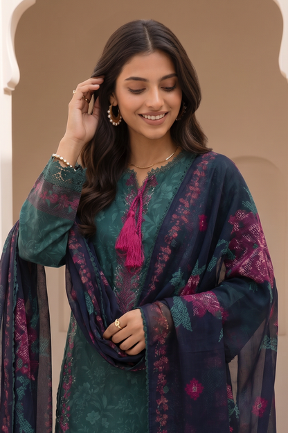 Embroidered Shirt Shalwar Dupatta - 0773