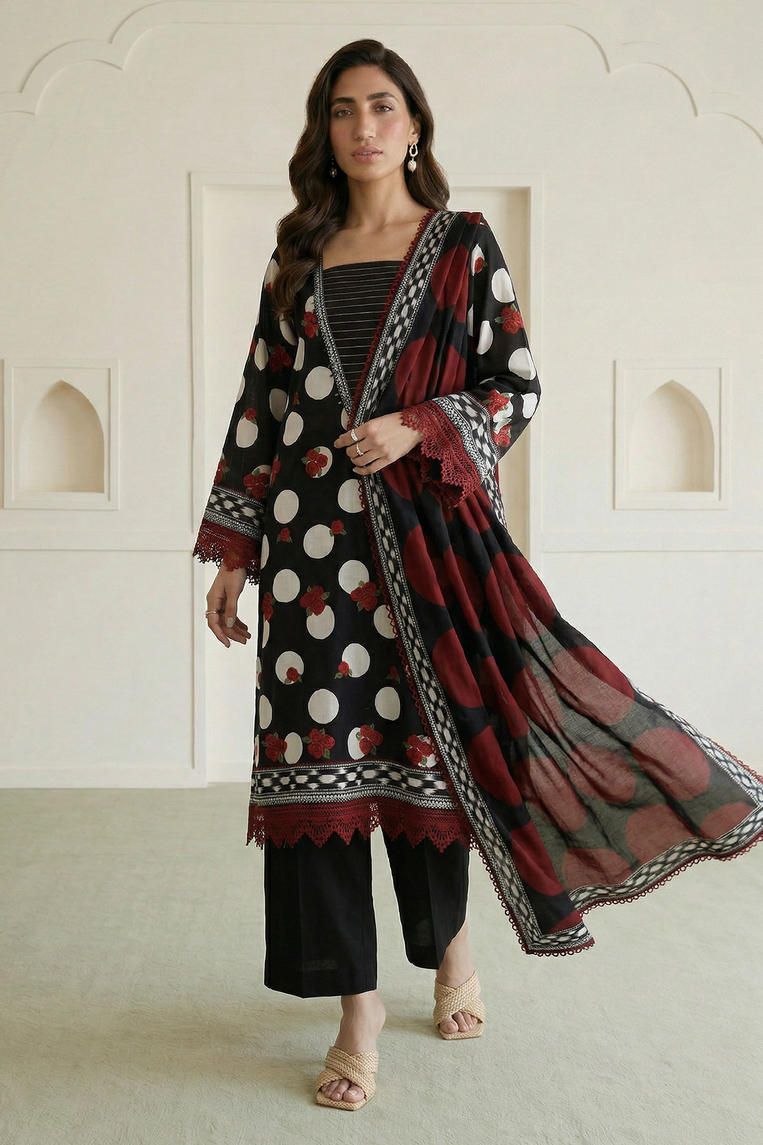 Embroidered Shirt Shalwar Dupatta - 0777