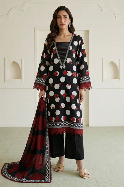 Embroidered Shirt Shalwar Dupatta - 0777