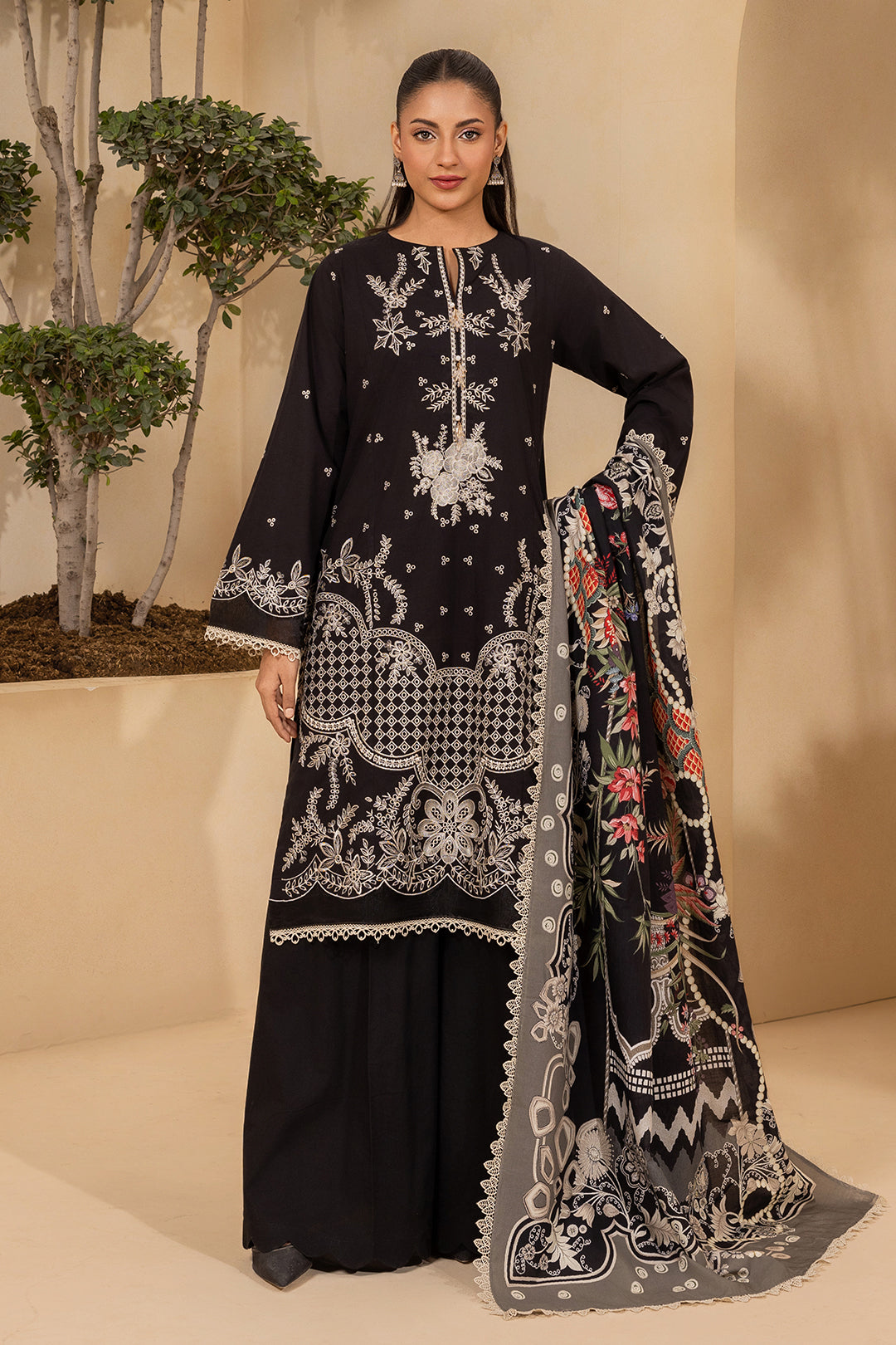 Embroidered Shirt Shalwar Dupatta - 0778