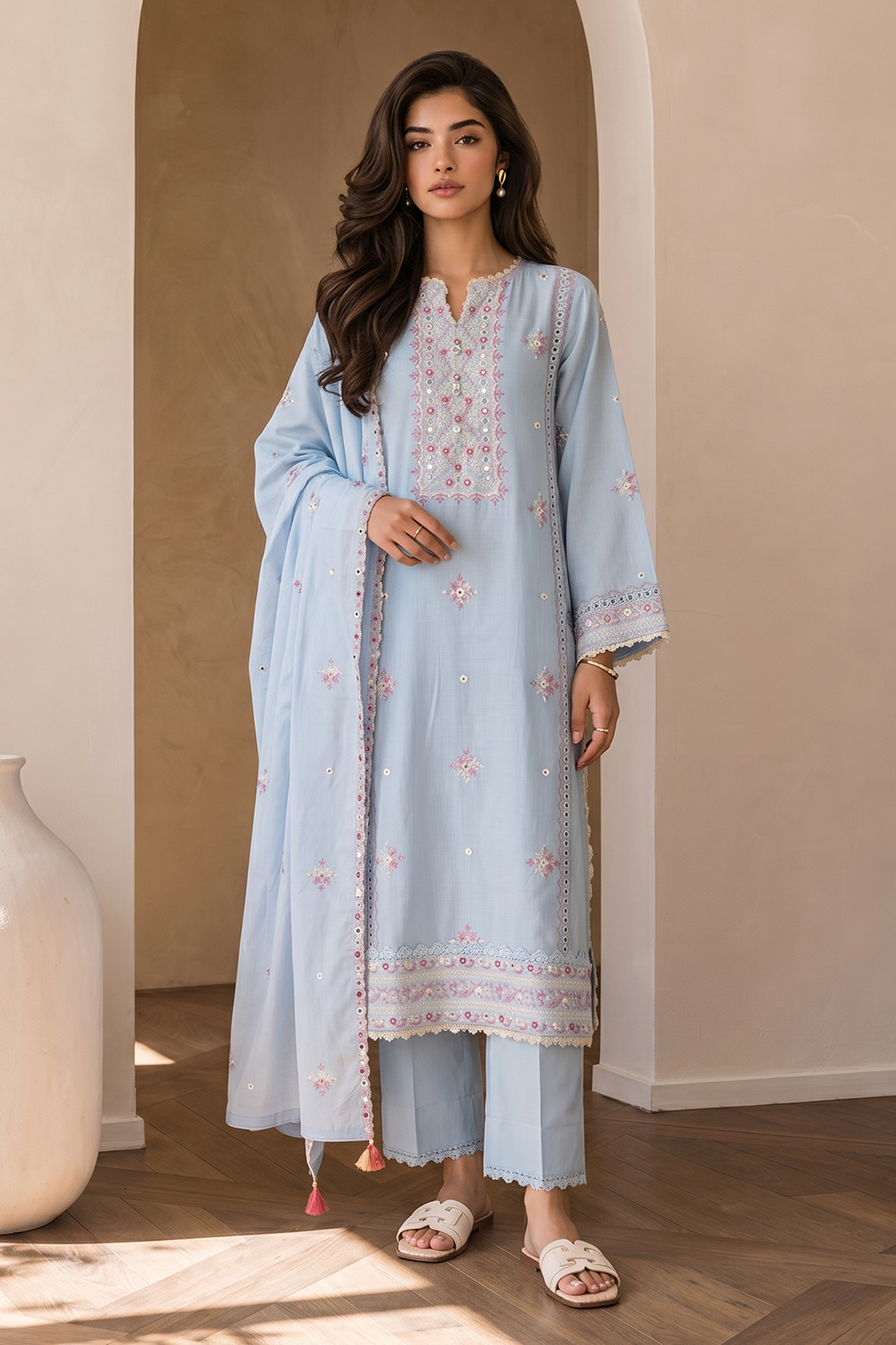 Embroidered Shirt Shalwar Dupatta - 0783