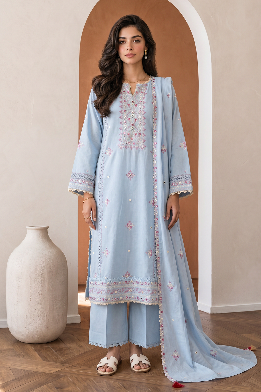 Embroidered Shirt Shalwar Dupatta - 0783