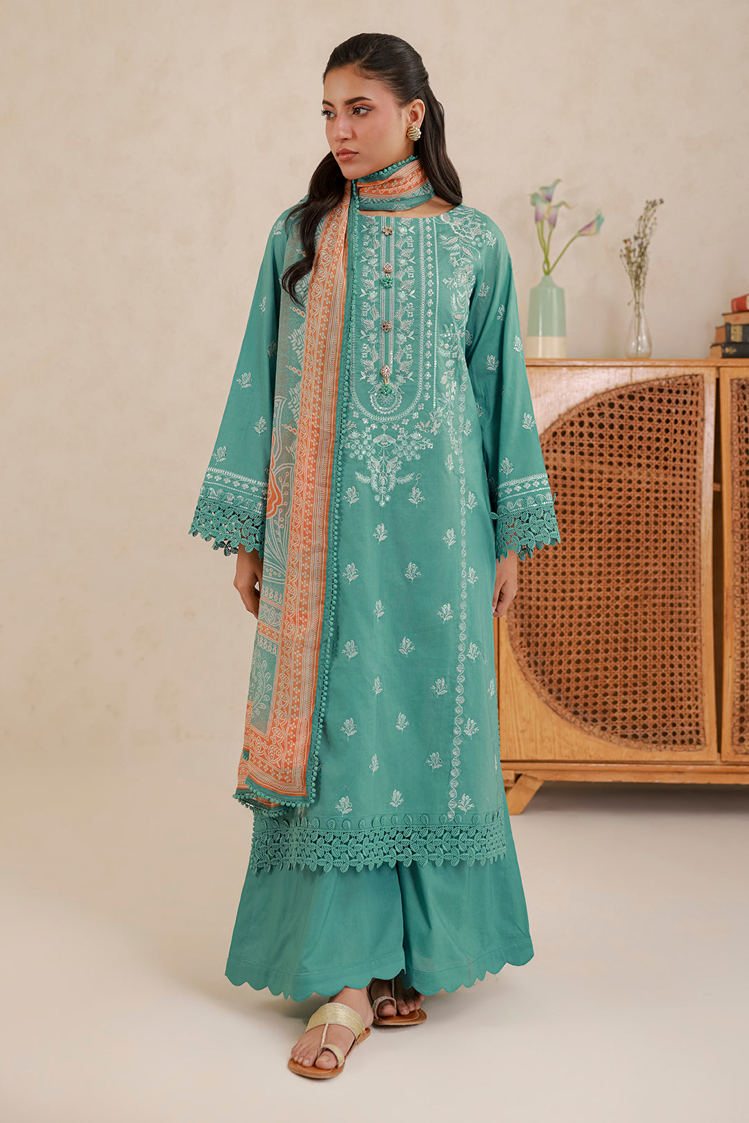 Embroidered Shirt Shalwar Dupatta - 0784