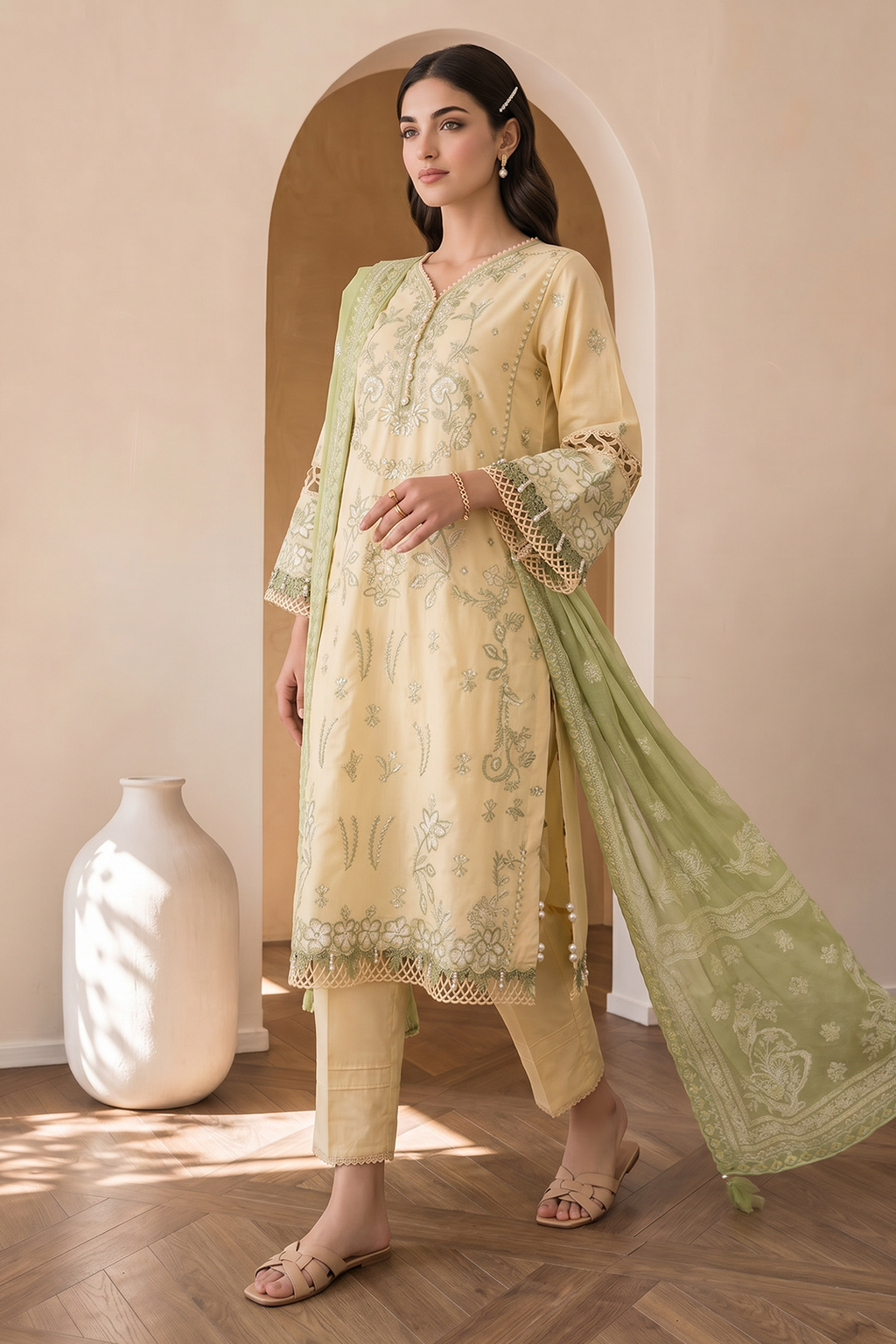 Embroidered Shirt Shalwar Dupatta - 0787