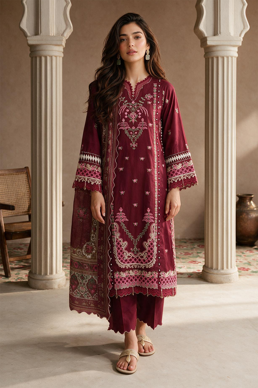 Embroidered Shirt Shalwar Dupatta - 0789