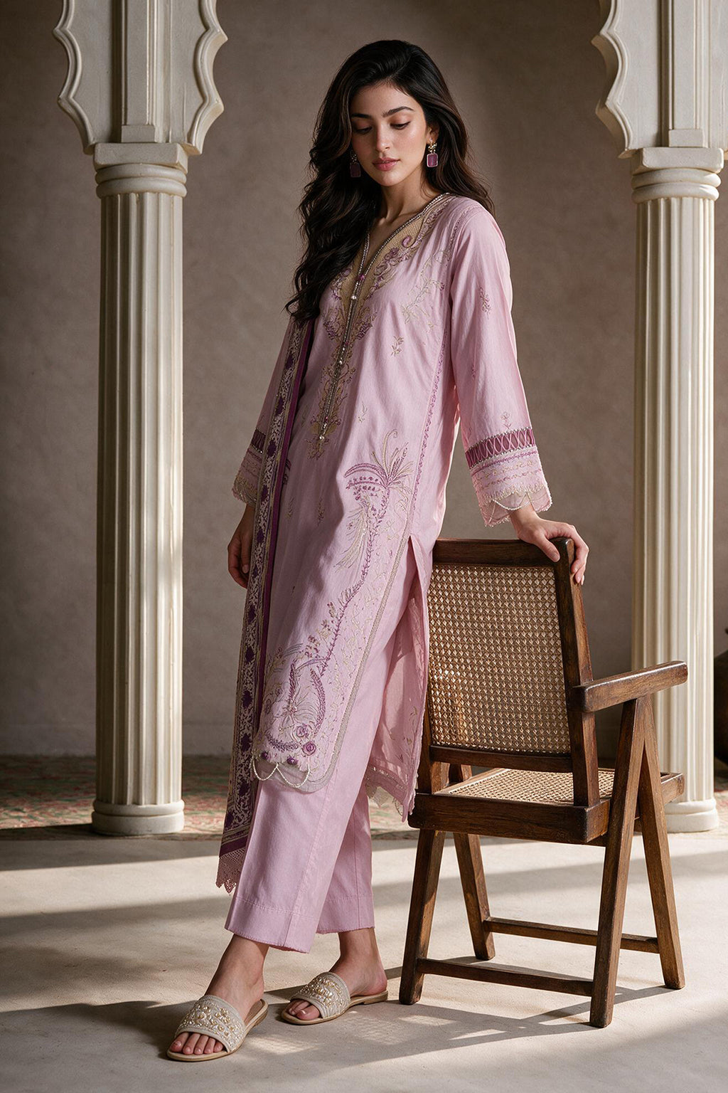 Embroidered Shirt Shalwar Dupatta - 0797