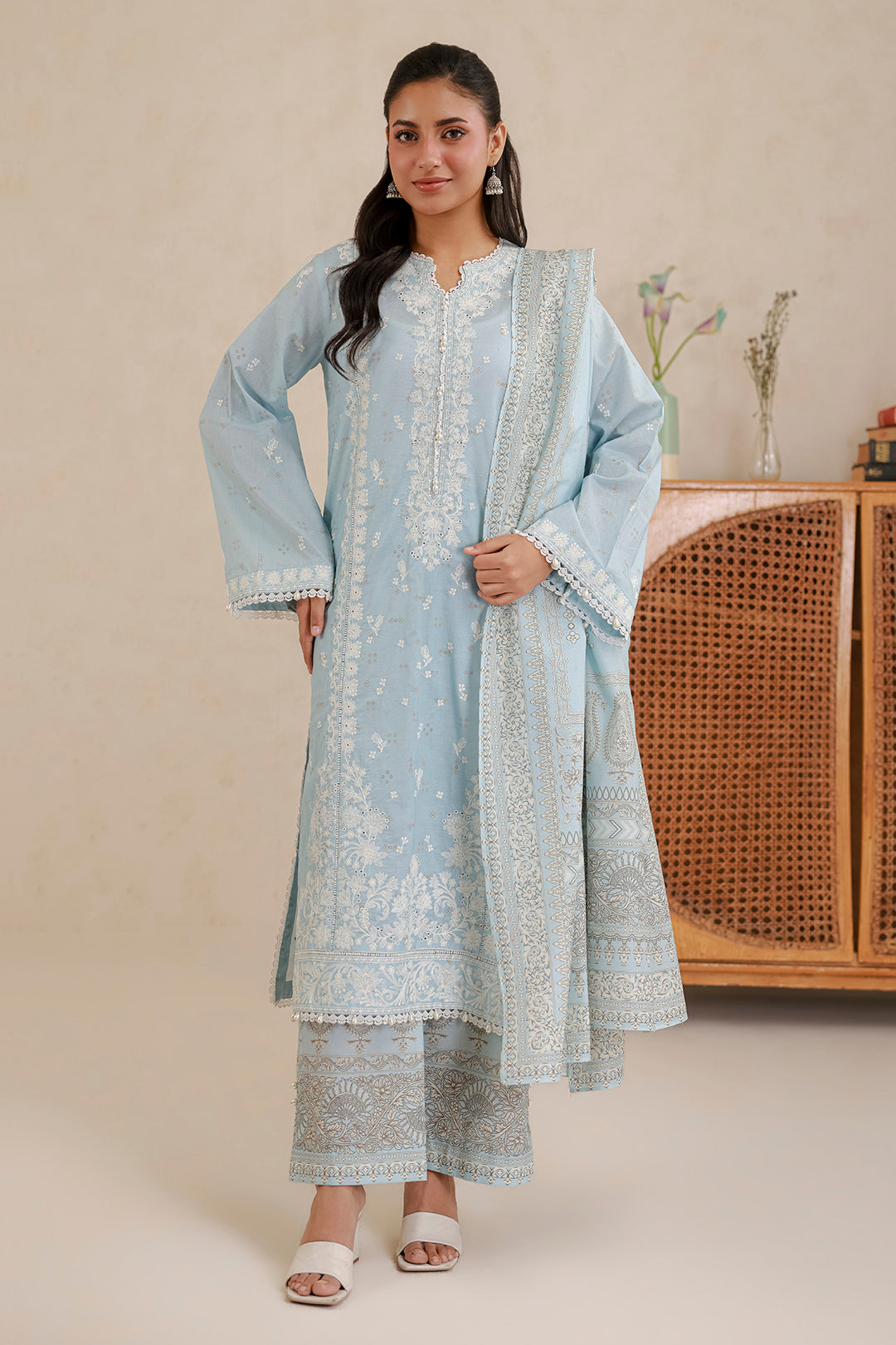Embroidered Shirt Shalwar Dupatta - 0798
