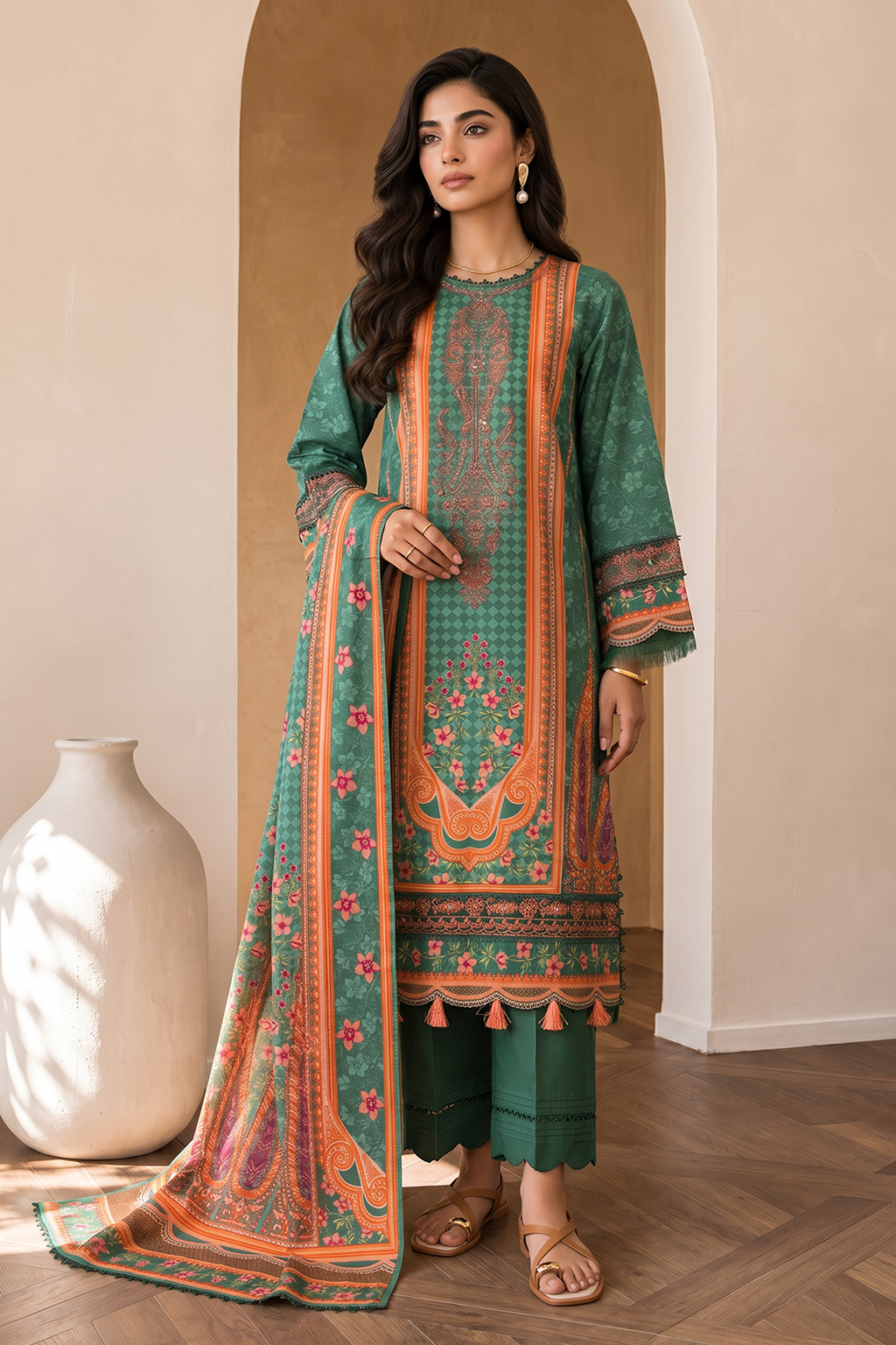 Embroidered Shirt Shalwar Dupatta - 0843