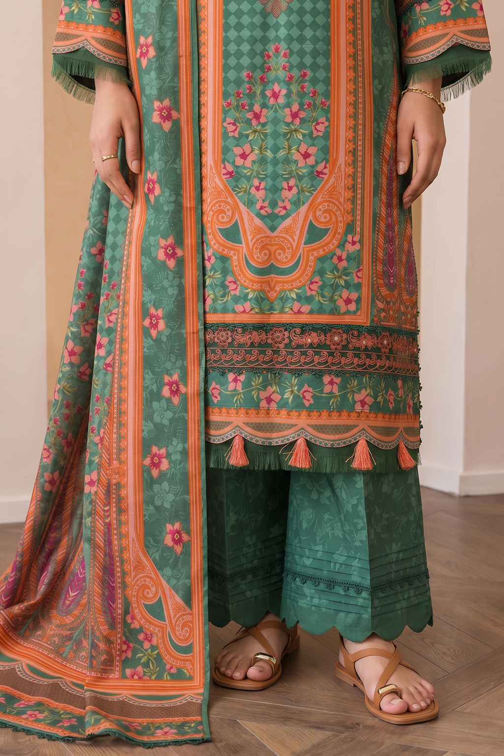 Embroidered Shirt Shalwar Dupatta - 0843