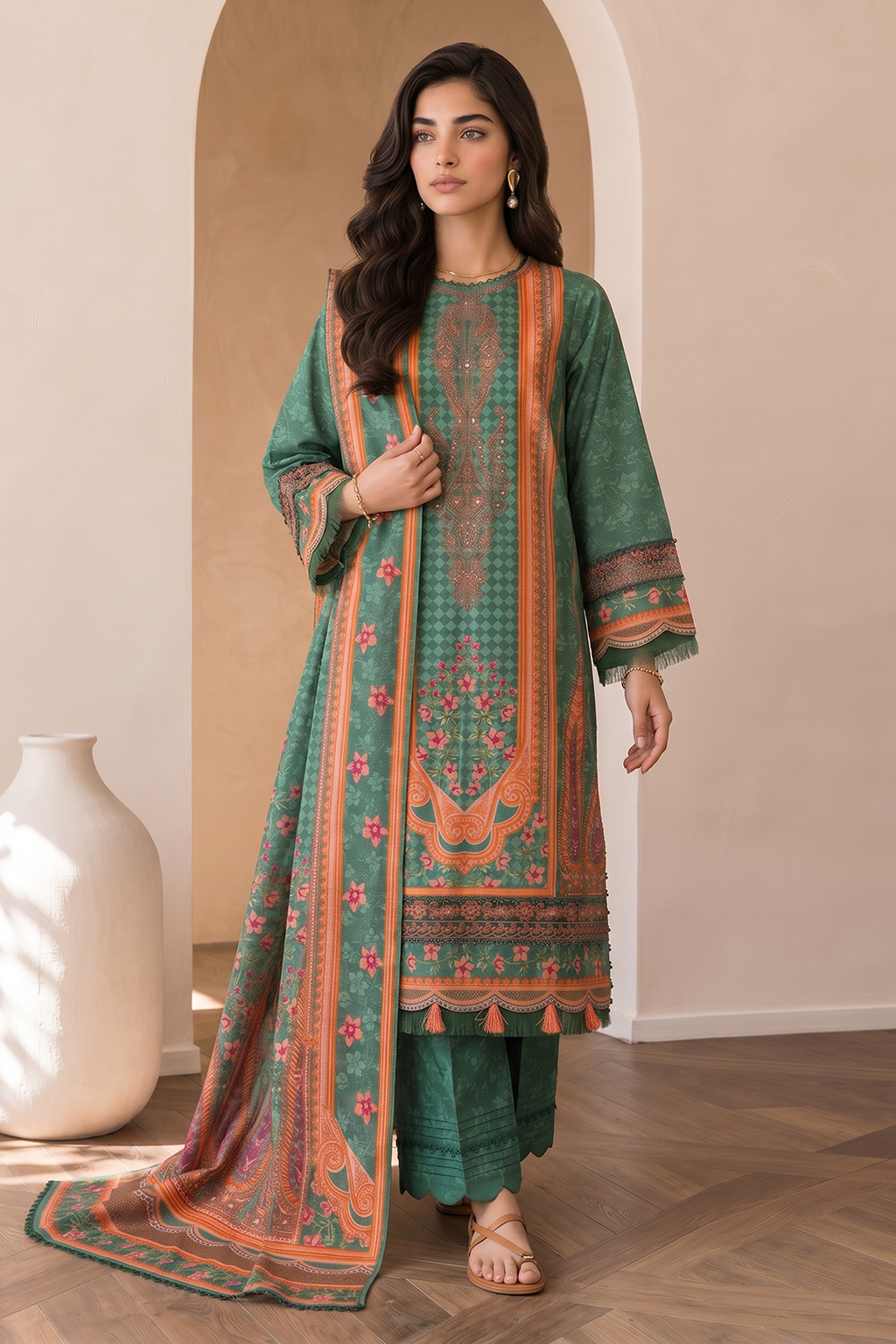 Embroidered Shirt Shalwar Dupatta - 0843