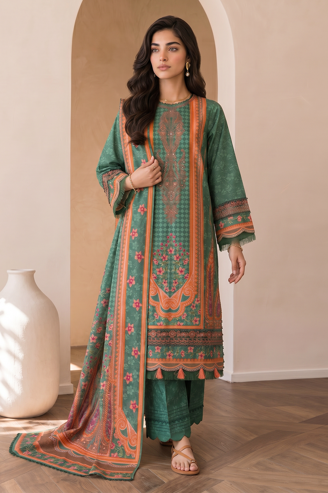 Embroidered Shirt Shalwar Dupatta - 0843