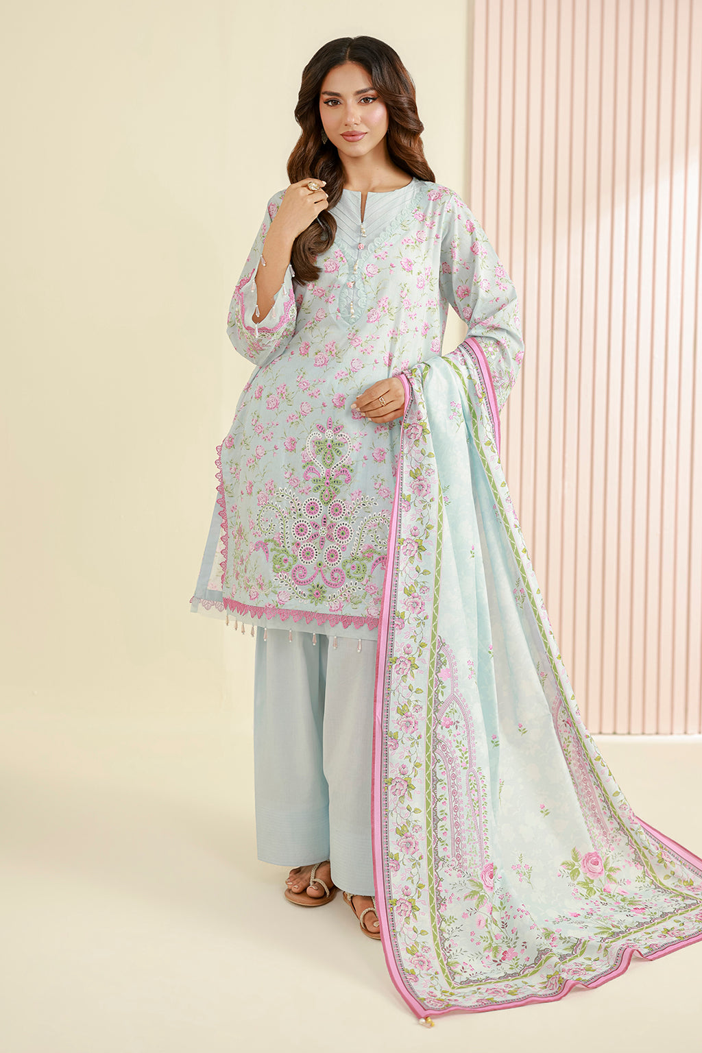 Embroidered Shirt Shalwar Dupatta - 0844