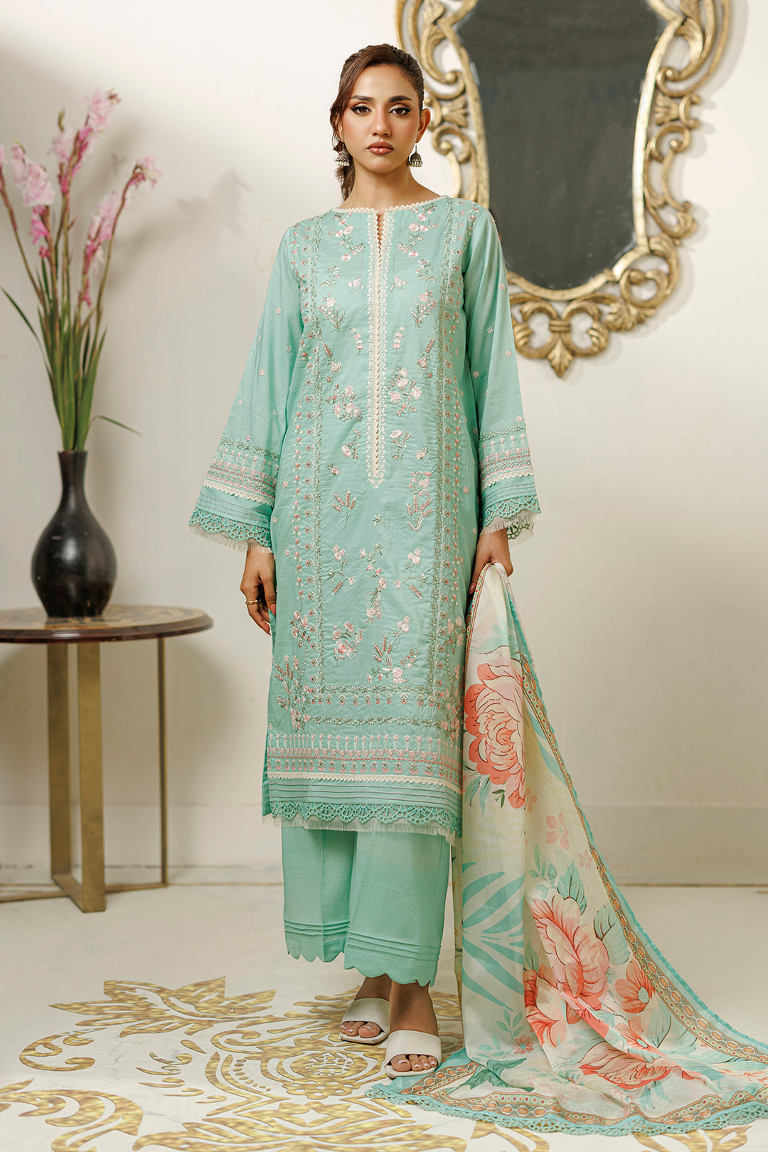 Embroidered Shirt Shalwar Dupatta - 0845