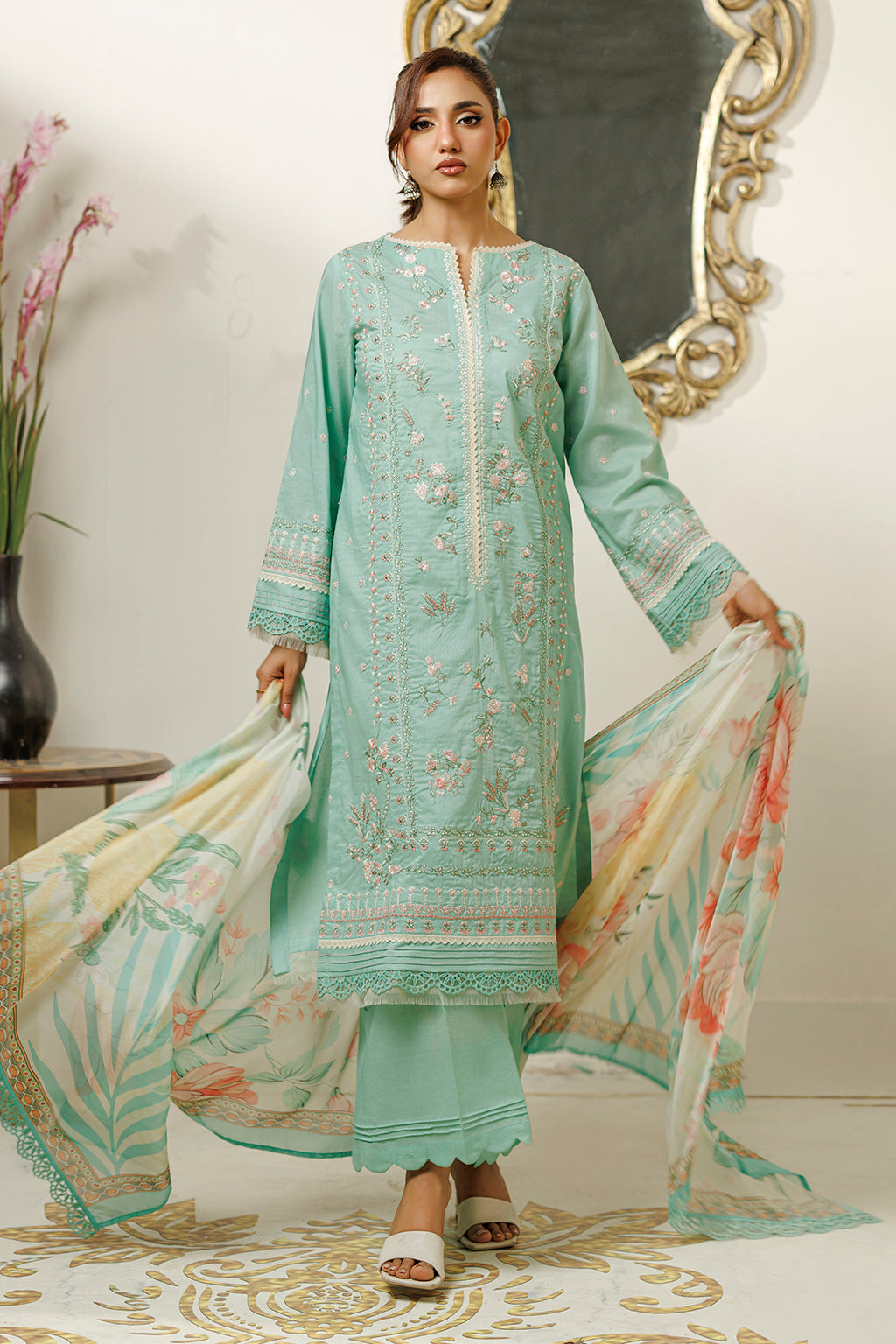 Embroidered Shirt Shalwar Dupatta - 0845