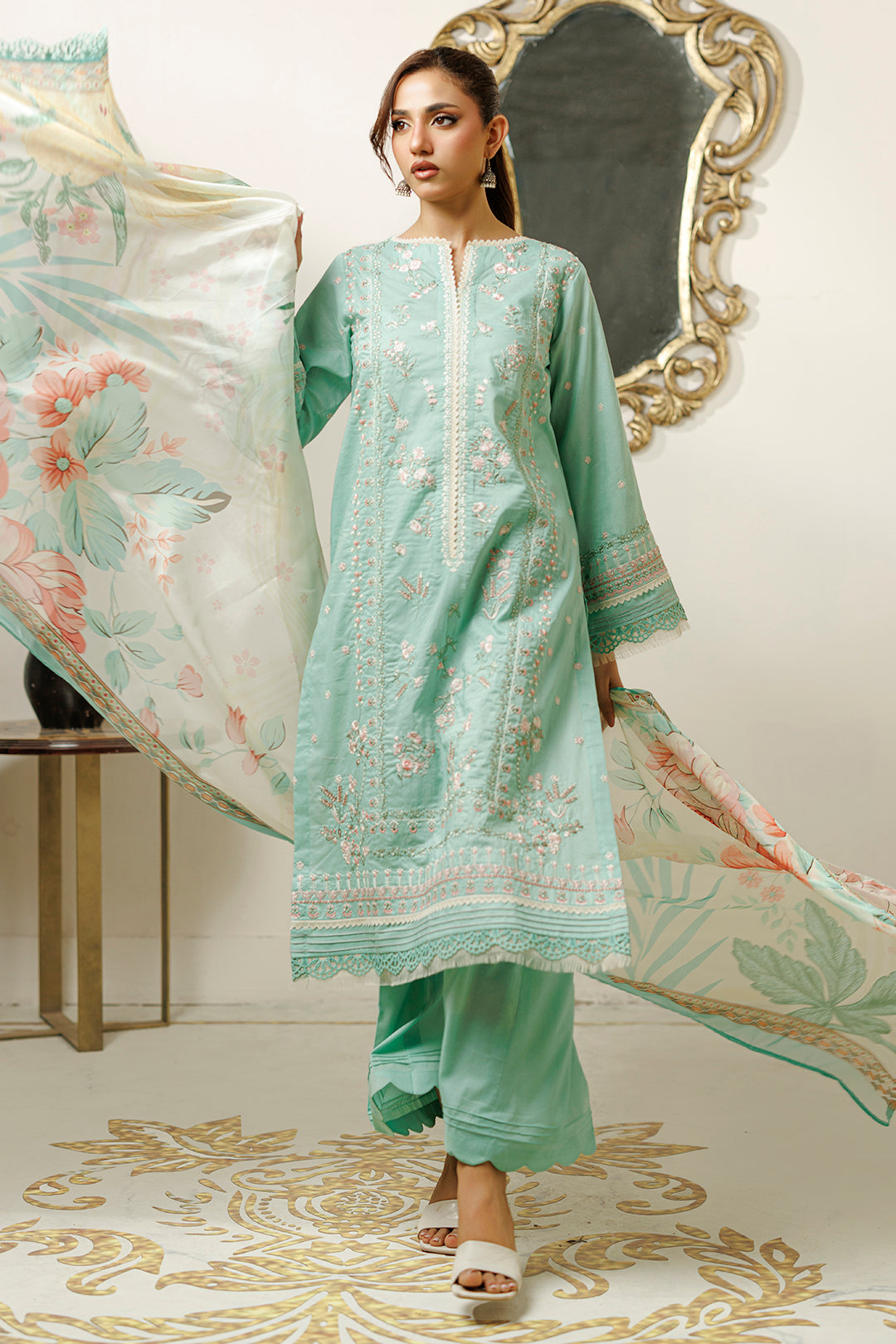 Embroidered Shirt Shalwar Dupatta - 0845