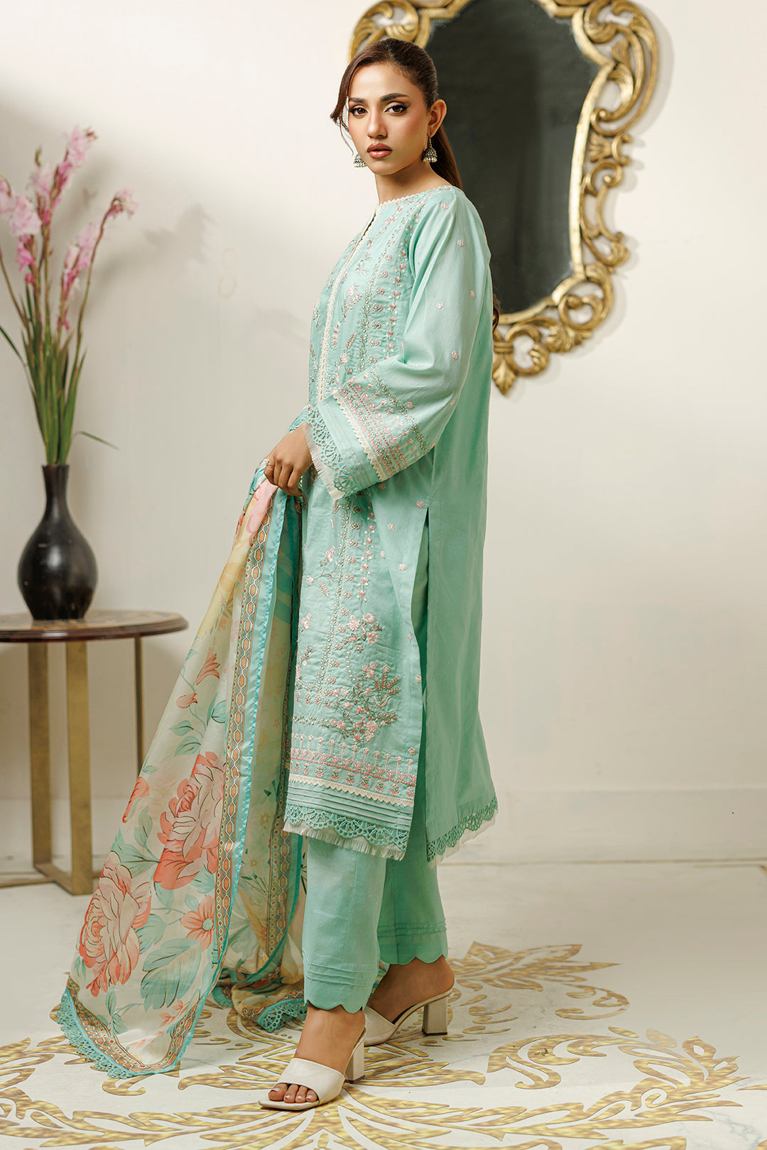 Embroidered Shirt Shalwar Dupatta - 0845