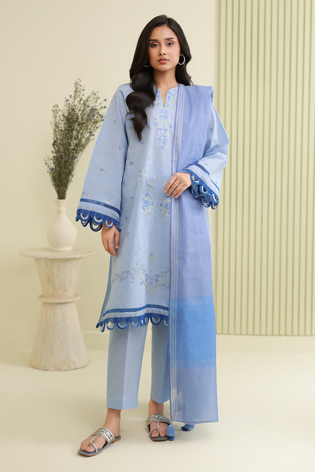 Embroidered Shirt Shalwar Dupatta - 0846
