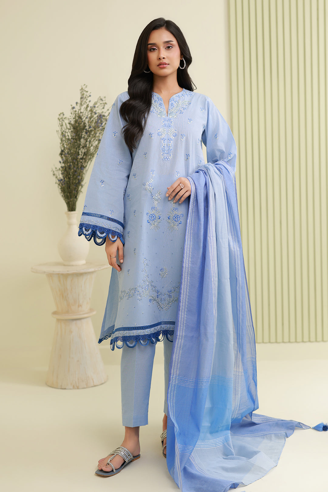 Embroidered Shirt Shalwar Dupatta - 0846