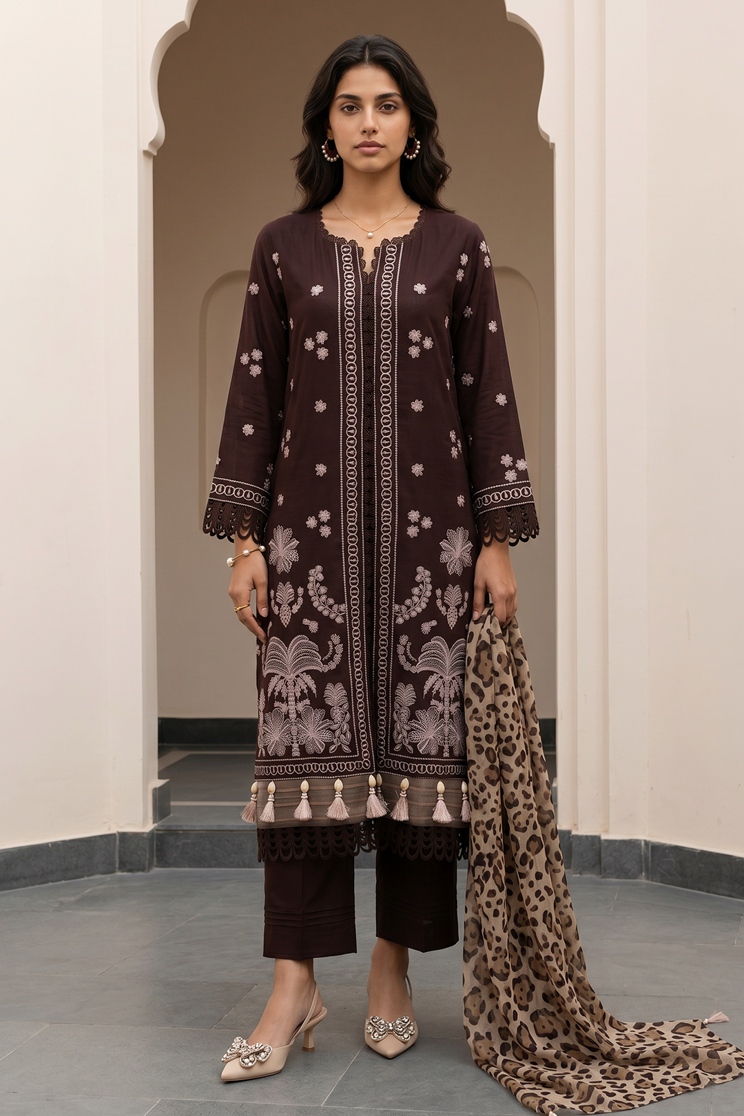 Embroidered Shirt Shalwar Dupatta - 0847