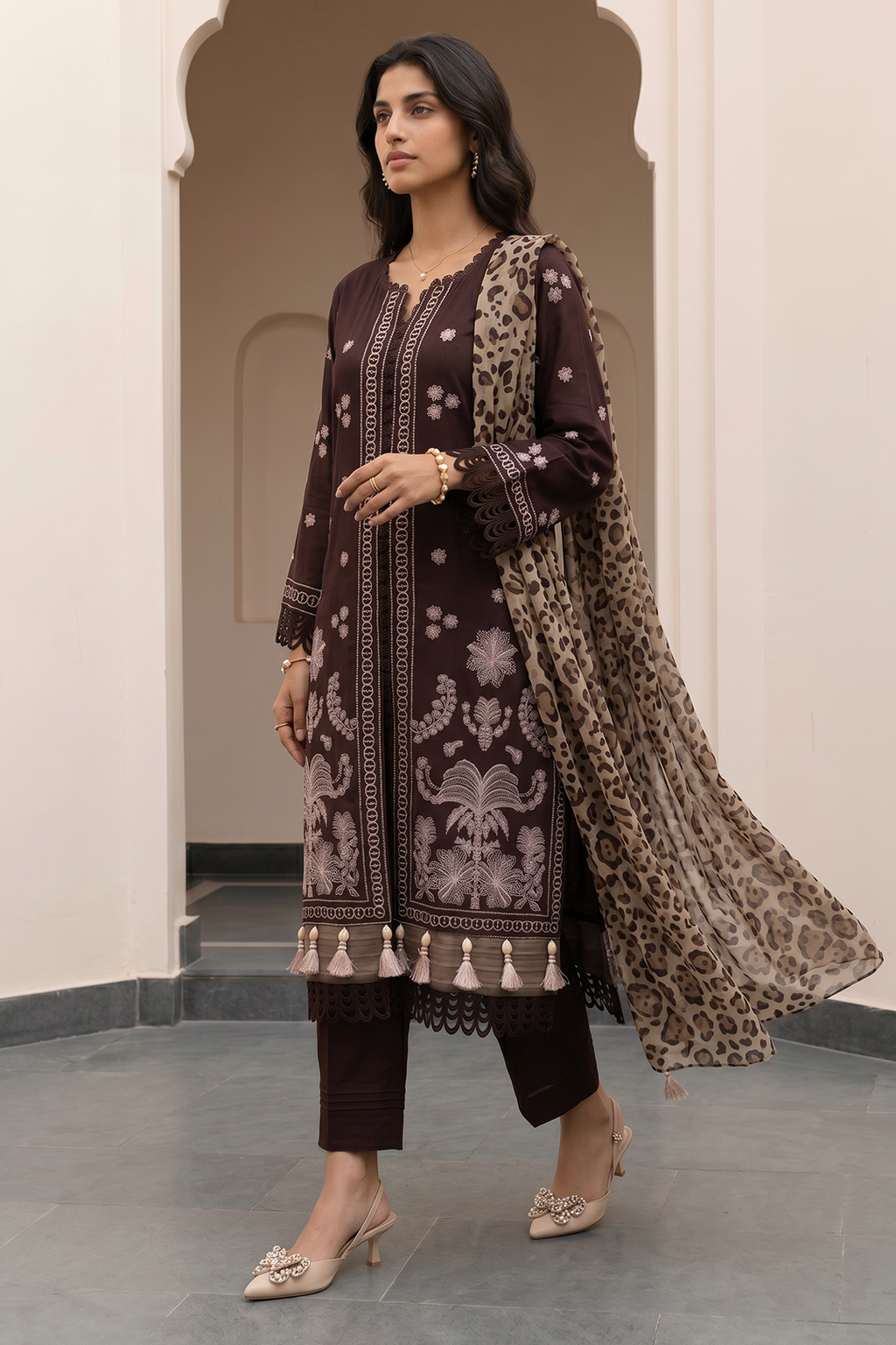 Embroidered Shirt Shalwar Dupatta - 0847