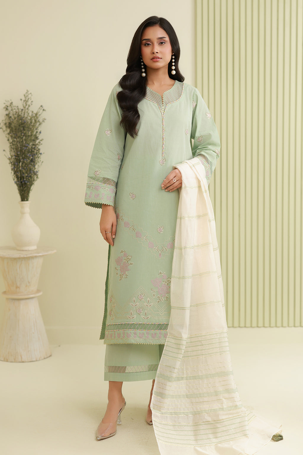 Embroidered Shirt Shalwar Dupatta - 0848