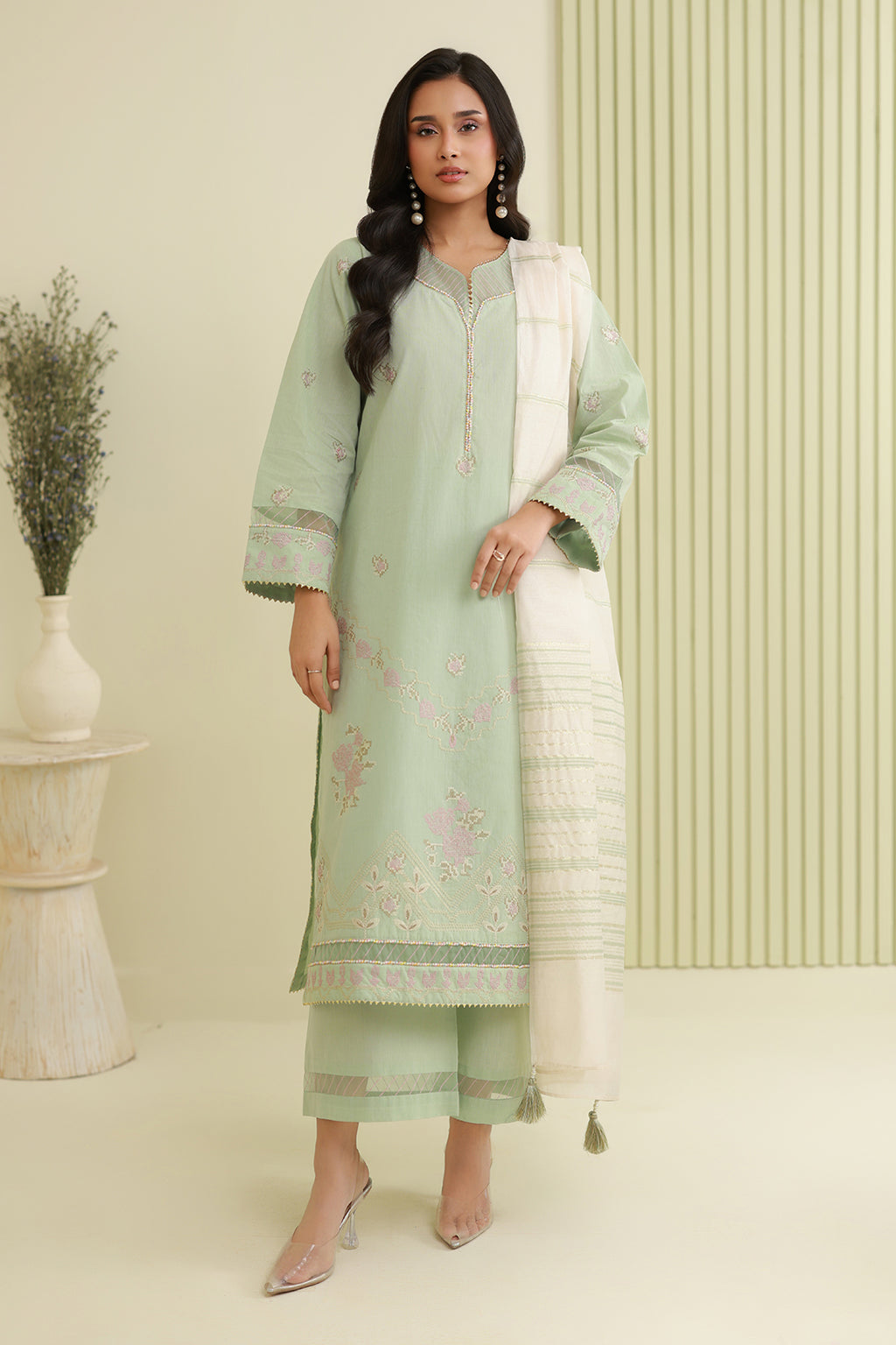 Embroidered Shirt Shalwar Dupatta - 0848