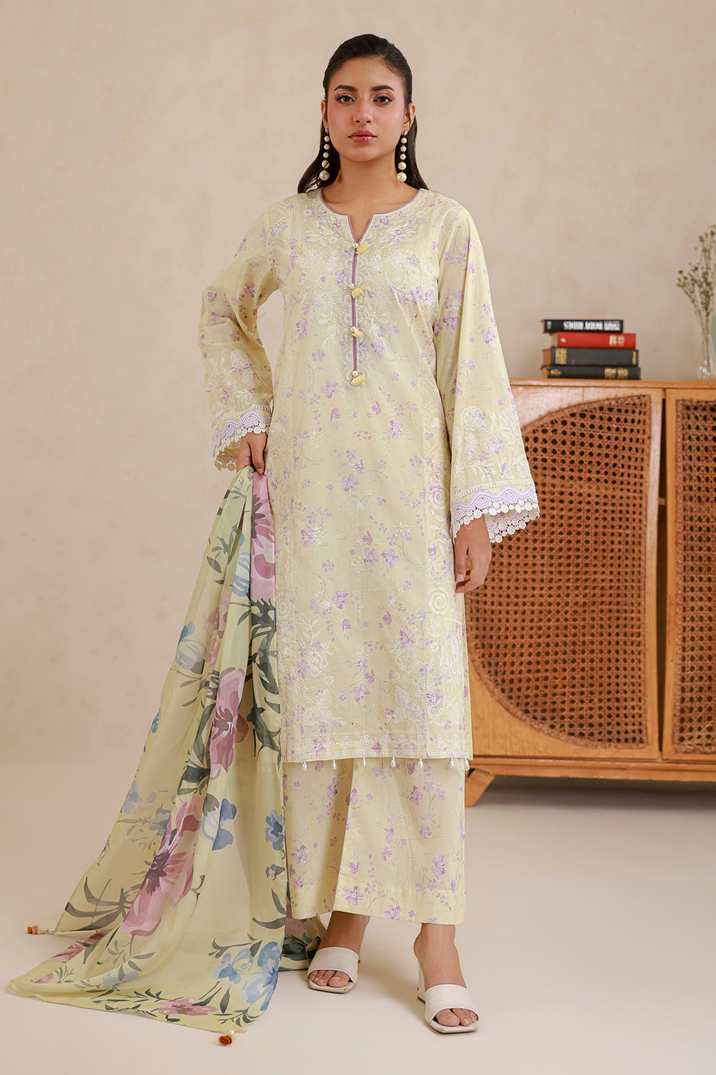 Embroidered Shirt Shalwar Dupatta - 0850