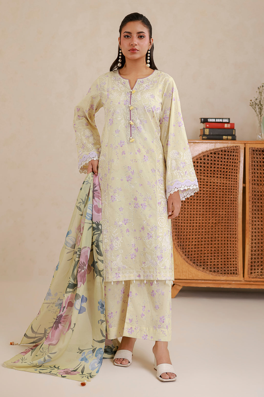 Embroidered Shirt Shalwar Dupatta - 0850