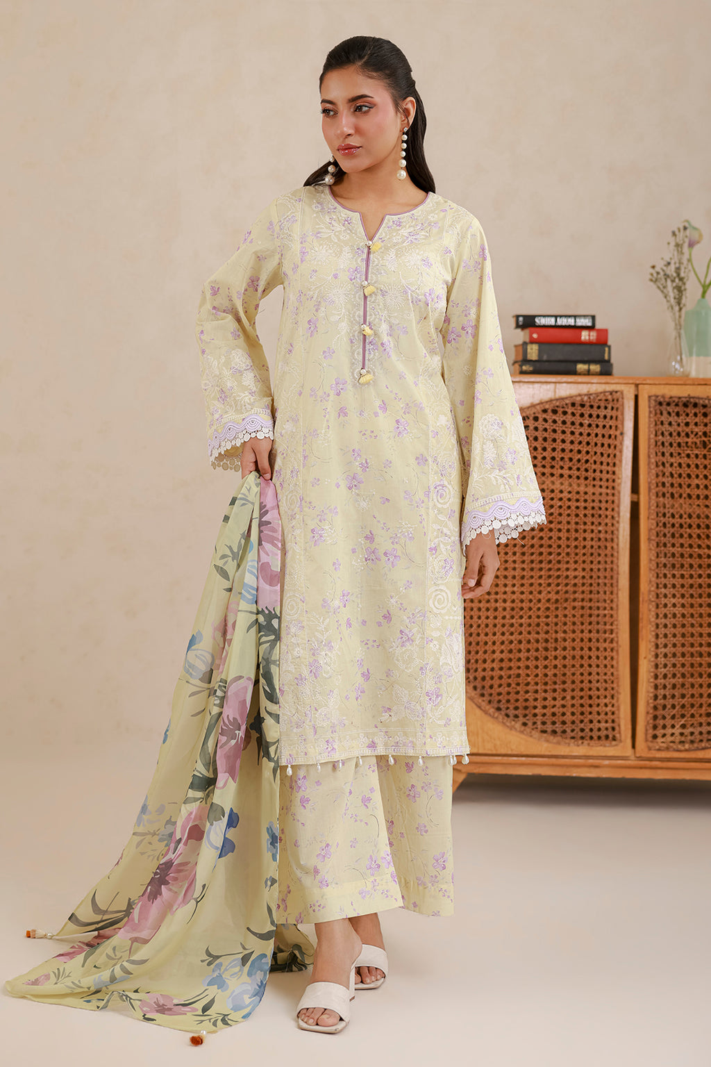Embroidered Shirt Shalwar Dupatta - 0850