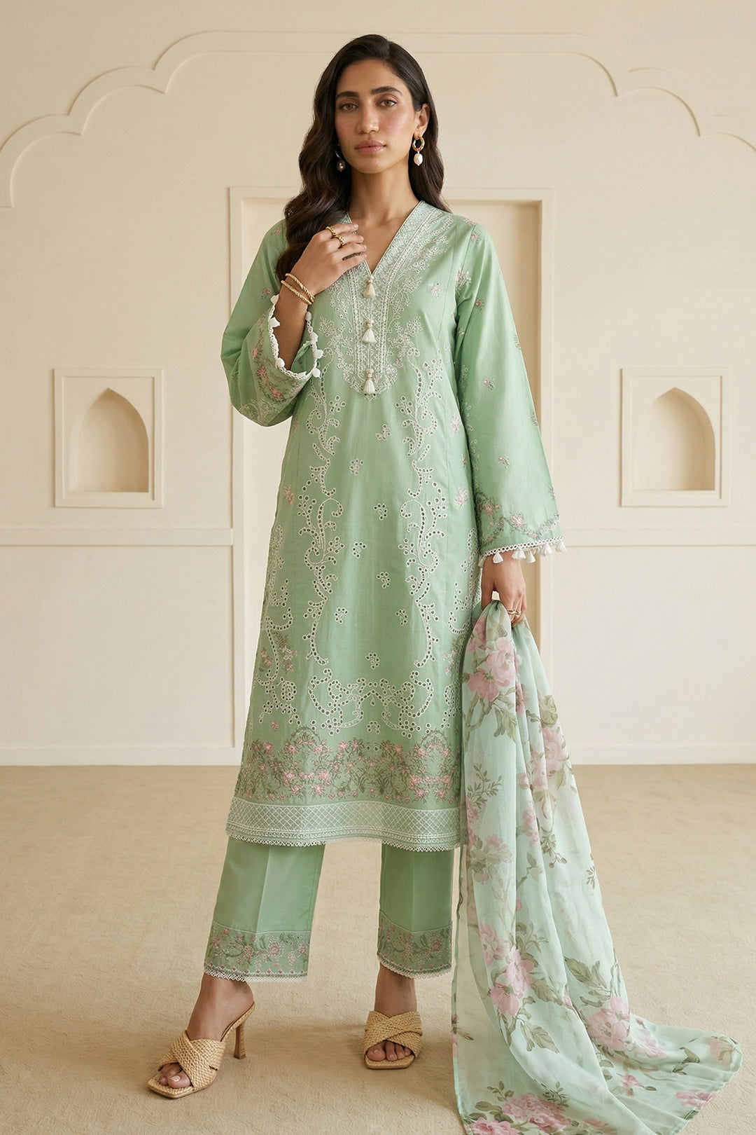Embroidered Shirt Shalwar Dupatta - 0852