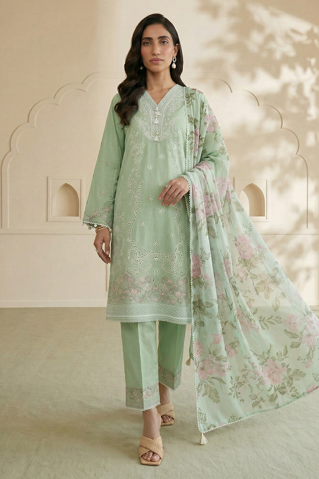 Embroidered Shirt Shalwar Dupatta - 0852