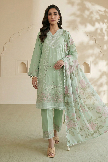 Embroidered Shirt Shalwar Dupatta - 0852