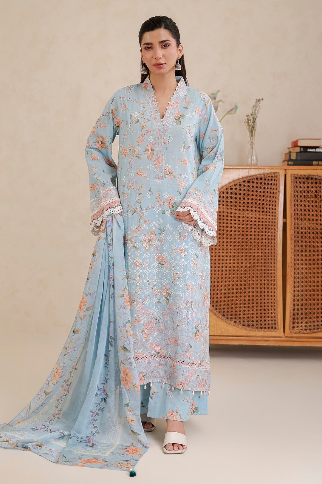 Embroidered Shirt Shalwar Dupatta - 0854