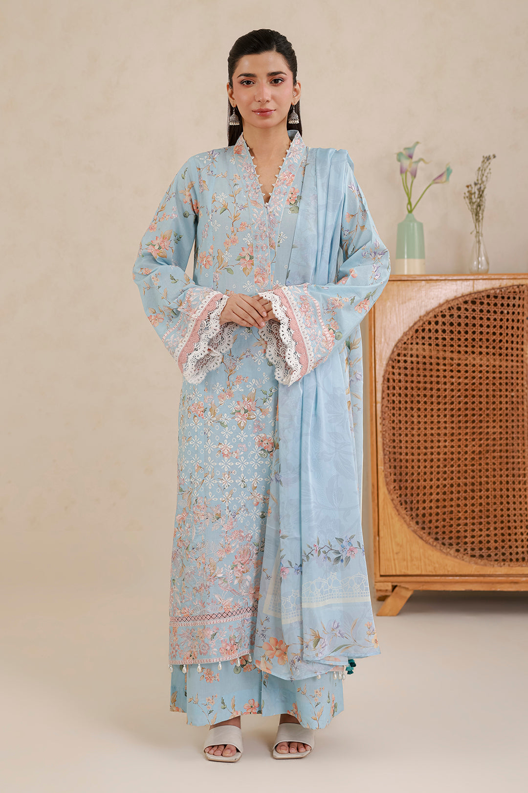 Embroidered Shirt Shalwar Dupatta - 0854