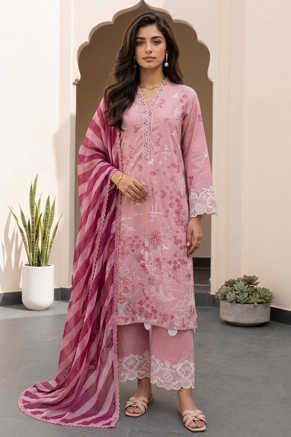 Embroidered Shirt Shalwar Dupatta - 0856