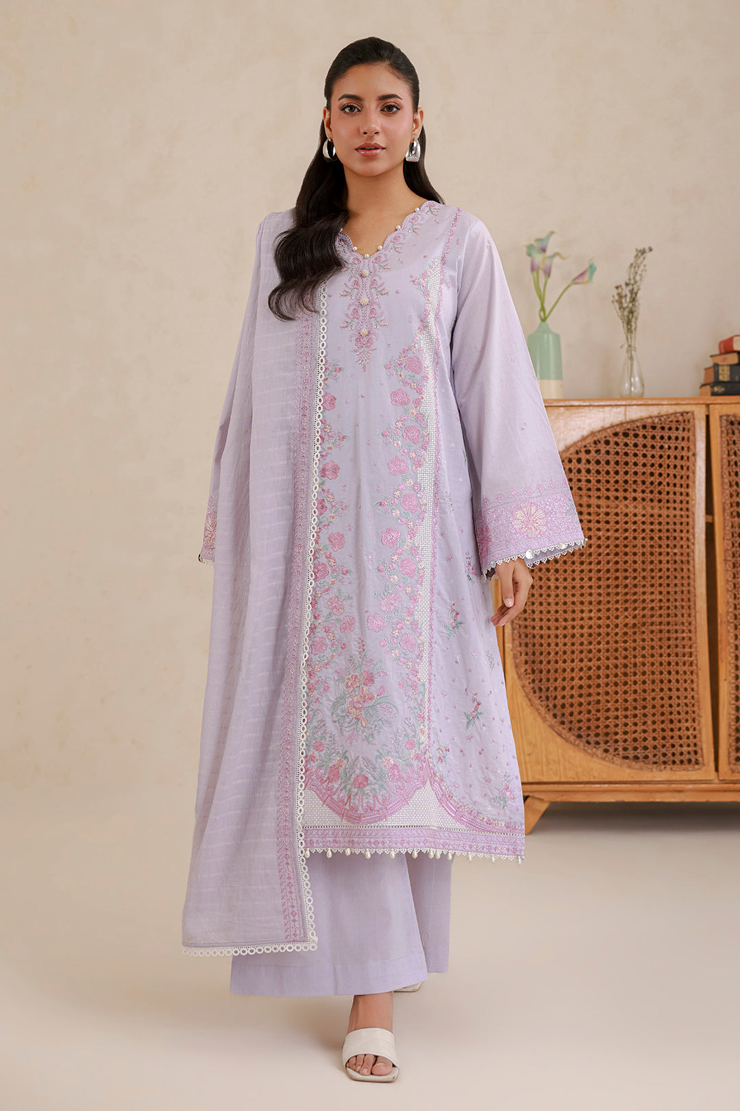 Embroidered Shirt Shalwar Dupatta - 0858
