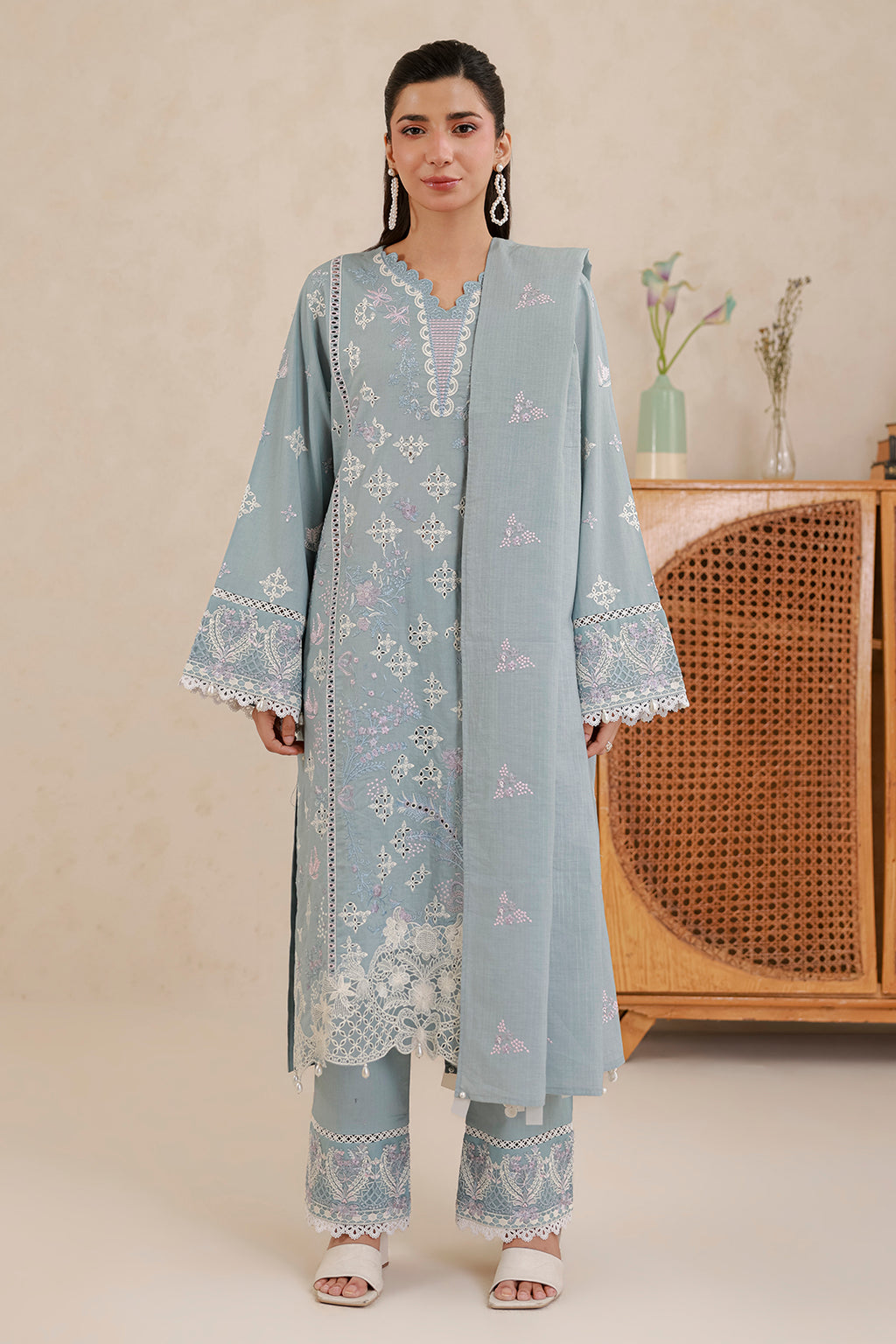 Embroidered Shirt Shalwar Dupatta - 0860
