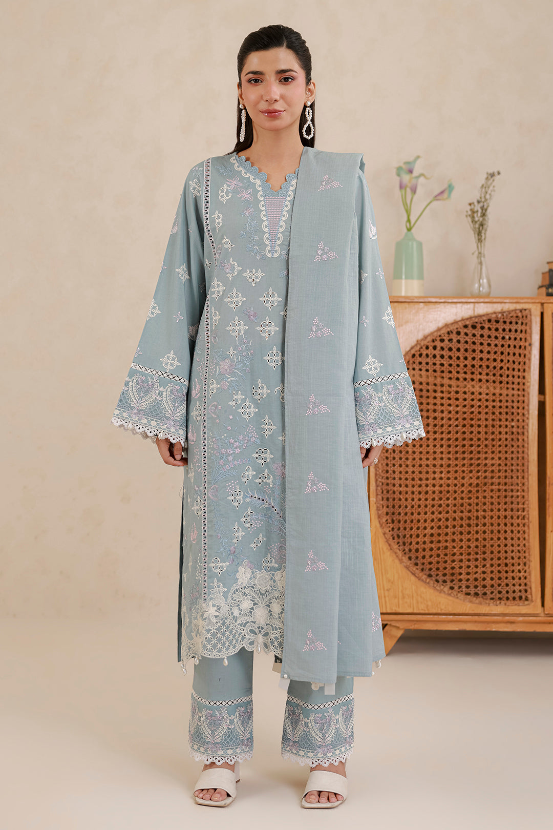 Embroidered Shirt Shalwar Dupatta - 0860