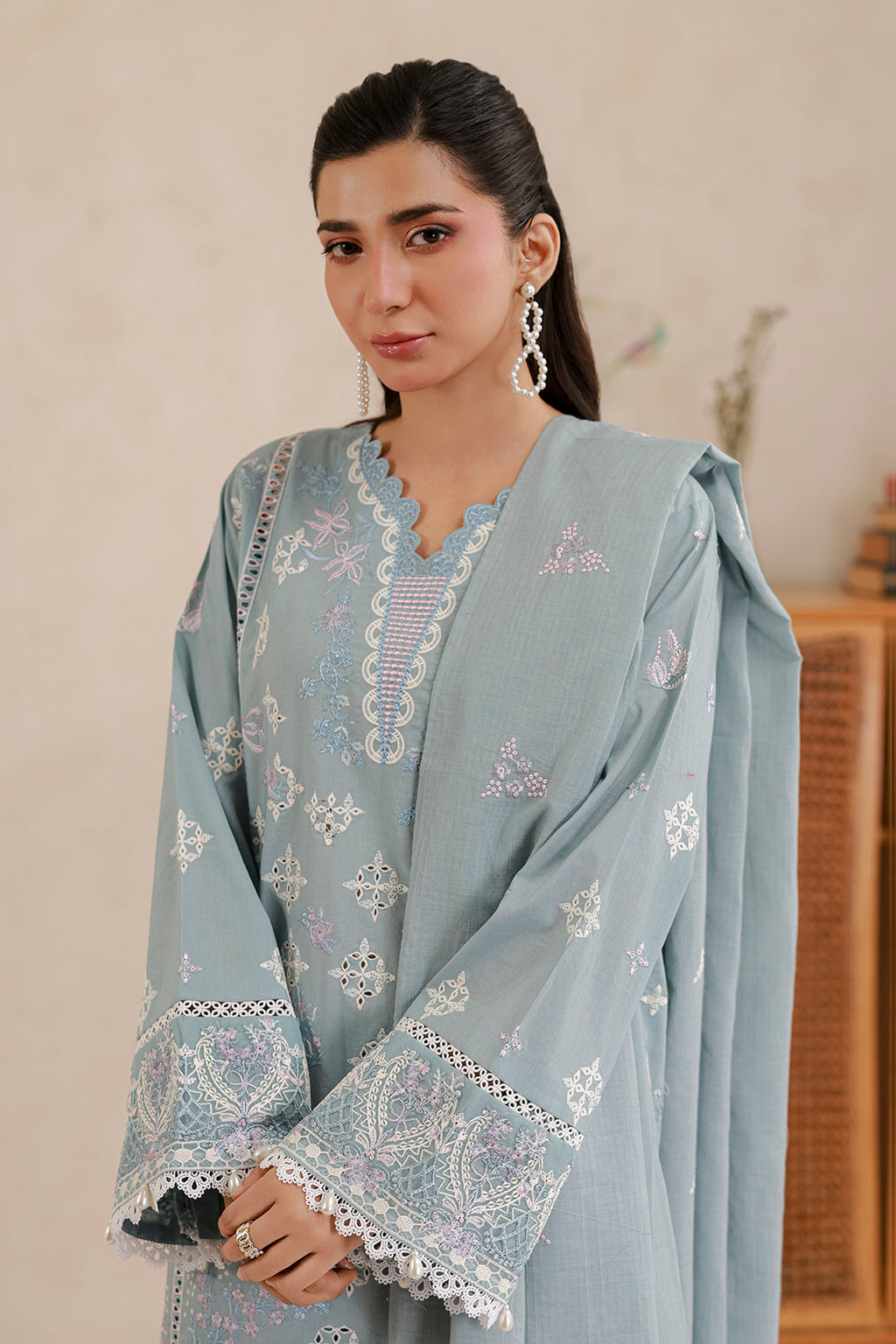 Embroidered Shirt Shalwar Dupatta - 0860