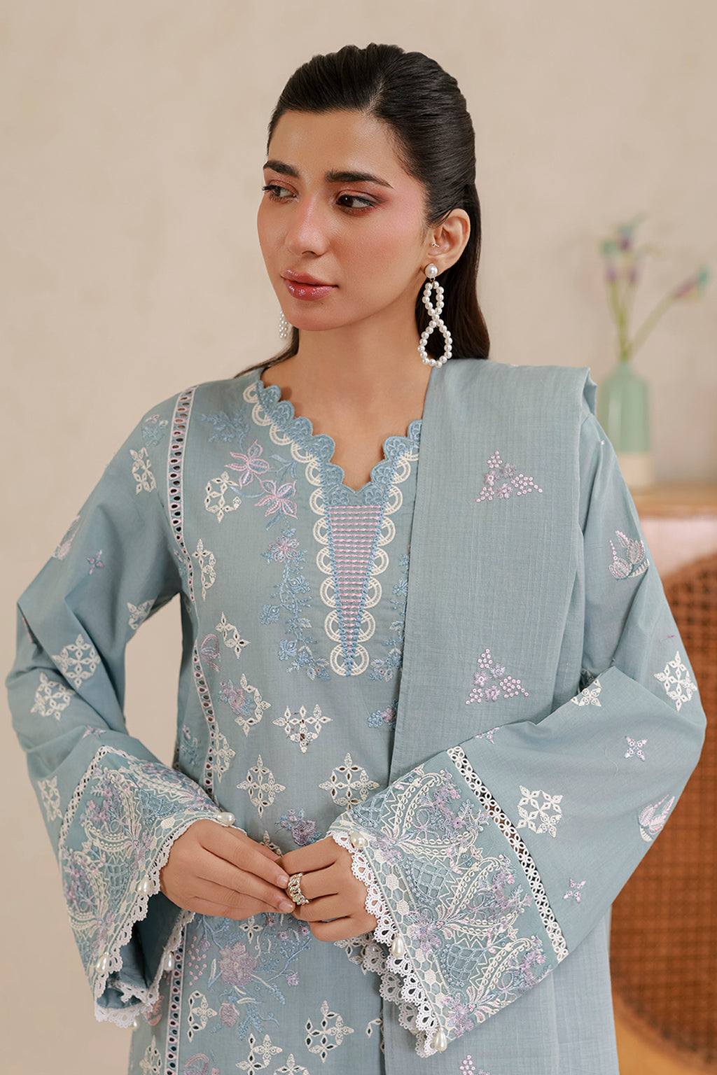 Embroidered Shirt Shalwar Dupatta - 0860