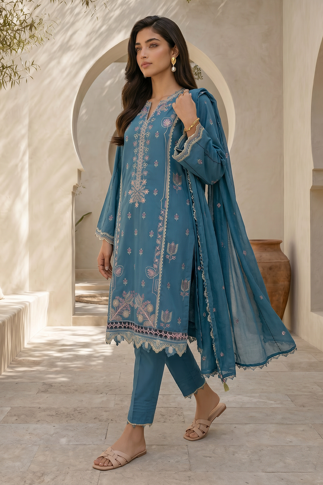 Embroidered Shirt Shalwar Dupatta - 0905