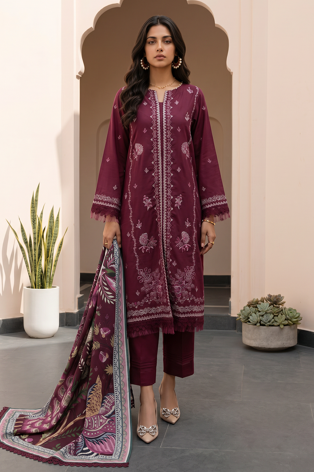 Embroidered Shirt Shalwar Dupatta - 0907