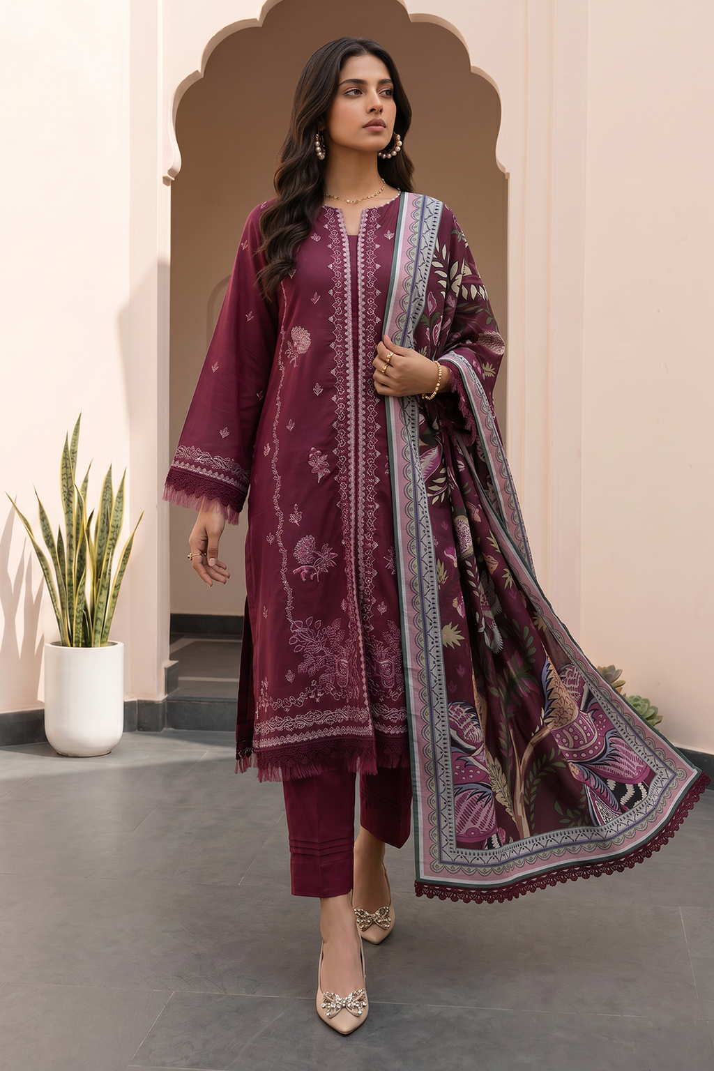 Embroidered Shirt Shalwar Dupatta - 0907