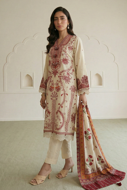 Embroidered Shirt Shalwar Dupatta - 0912