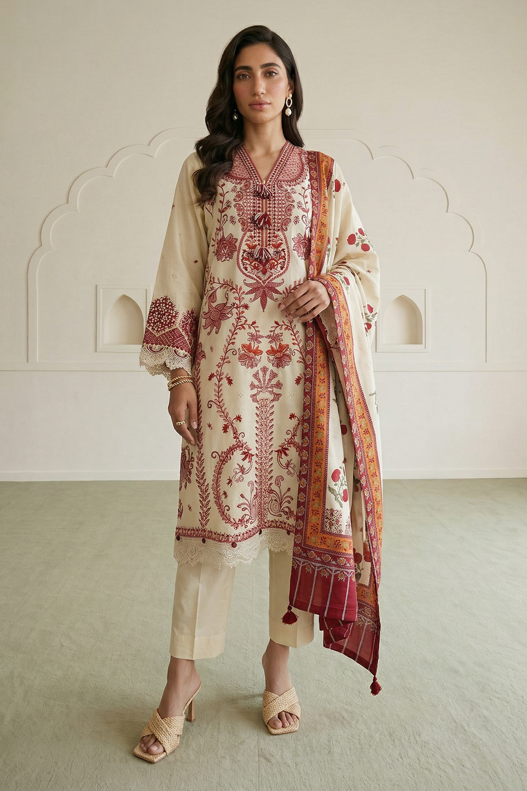Embroidered Shirt Shalwar Dupatta - 0912